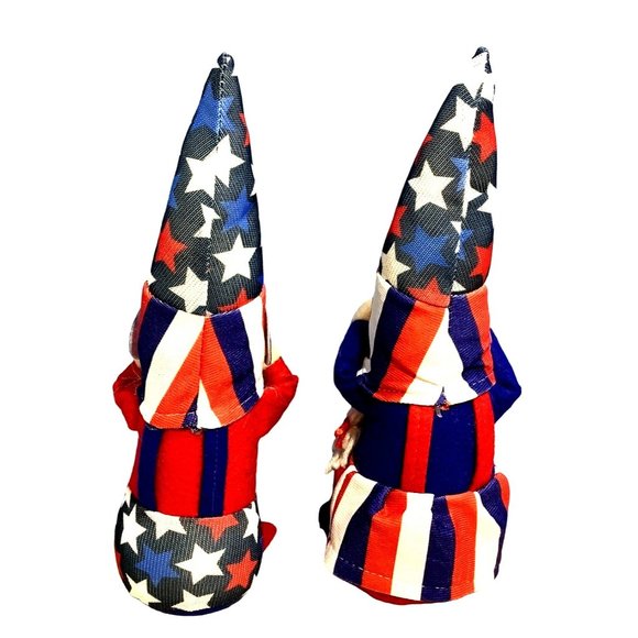 Lot of 2 Patriotic Gnome Plush Decor 4th Of July USA Red White Blue Memorial Day - Picture 3 of 8